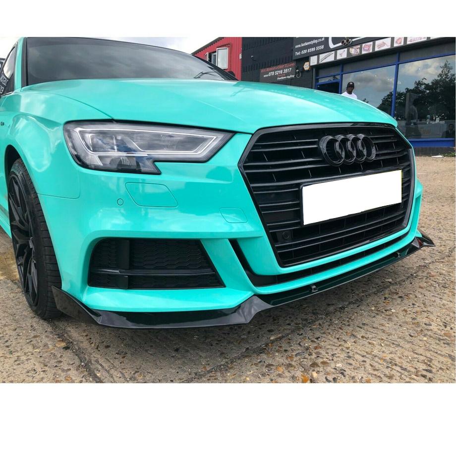 Audi A3 Hatch S-Line Gloss Black Front Lip Spoiler (18-On) maxmotorsports
