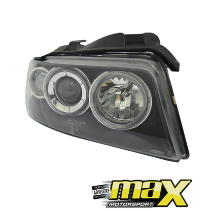 Audi A4 Angel Eye Headlights With Projector 2001-03 (Black) maxmotorsports