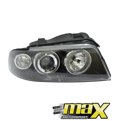 Audi A4 Angel Eye Headlights With Projector 2001-03 (Black) maxmotorsports