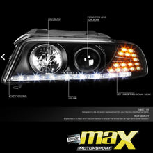 Load image into Gallery viewer, Audi A4 B5 (99-01) Black LED Projector Headlights maxmotorsports
