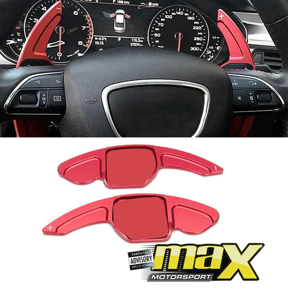 Audi Aluminium Red Paddle Shift Extensions -Type C maxmotorsports