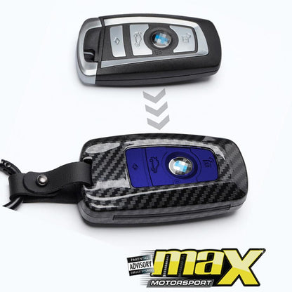 BM Carbon Fibre Key Case Cover With Key Ring maxmotorsports