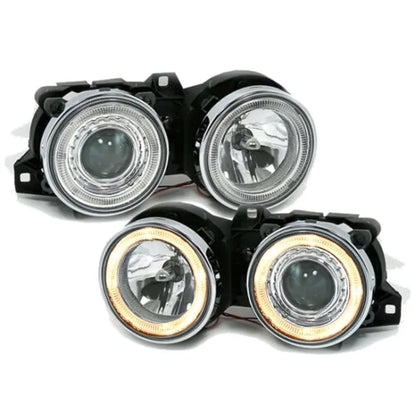 BM E30 3-Series Crystal Angel Eye Projector Headlights maxmotorsports