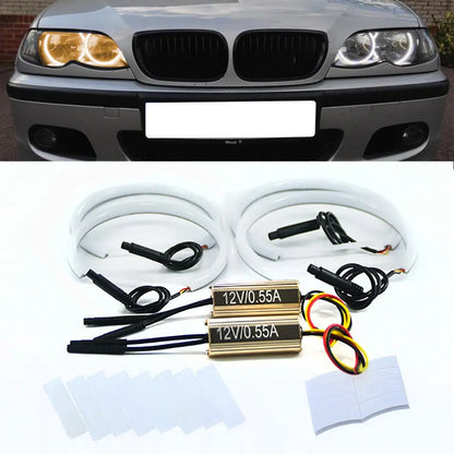 BM E46 Non Projector Cotton Angel Eye Rings Dual Function Max Motorsport