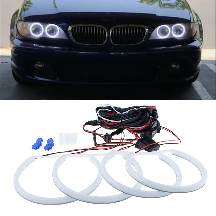 BM E46 Non-Projector Cotton Angel Eye Rings With Wiring Loom Max Motorsport