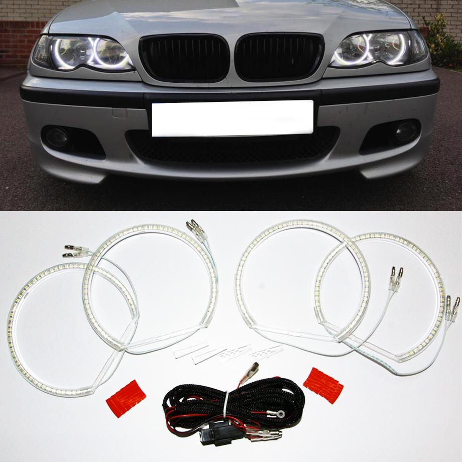 Amazon.com: Switchback Dual-Color LED Angel Eyes Cotton Halo Rings DRL Turn  Signal Light for BMW 3 Series E46 Halogen Headlight : Automotive