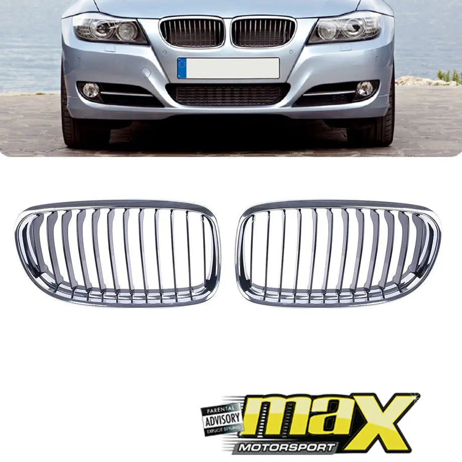 BM E90 (09-11) Chrome Single Slat Kidney Grille Max Motorsport