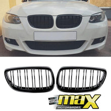 Load image into Gallery viewer, BM E92 3-Series Piano Black Double Slat Kidney Grilles (06-09) maxmotorsports
