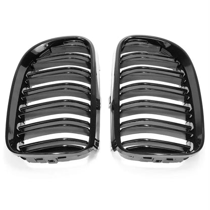 BM E92 3-Series Piano Black Double Slat Kidney Grilles (10-13) Face-Lift maxmotorsports