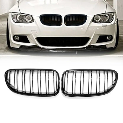 BM E92 3-Series Piano Black Double Slat Kidney Grilles (10-13) Face-Lift maxmotorsports