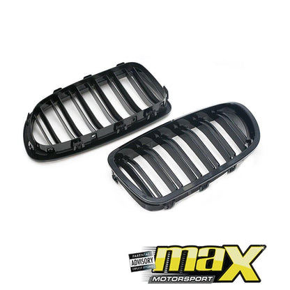 BM F10 / F18 5-Series Piano Black Double Slat Kidney Grille (10-16) maxmotorsports