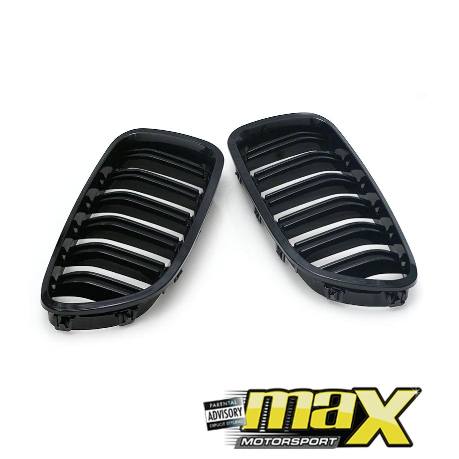 BM F10 / F18 5-Series Piano Black Double Slat Kidney Grille (10-16) maxmotorsports