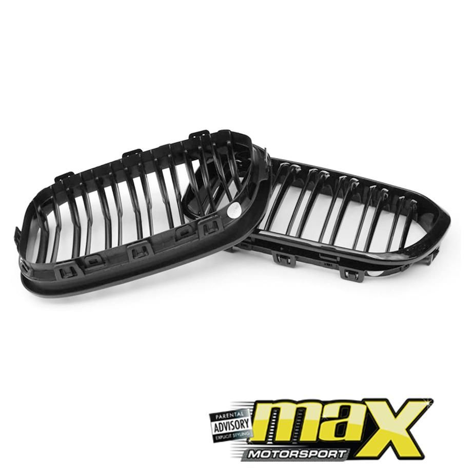 BM F20 1-Series Piano Black Double Slat Kidney Grille (15-19) maxmotorsports