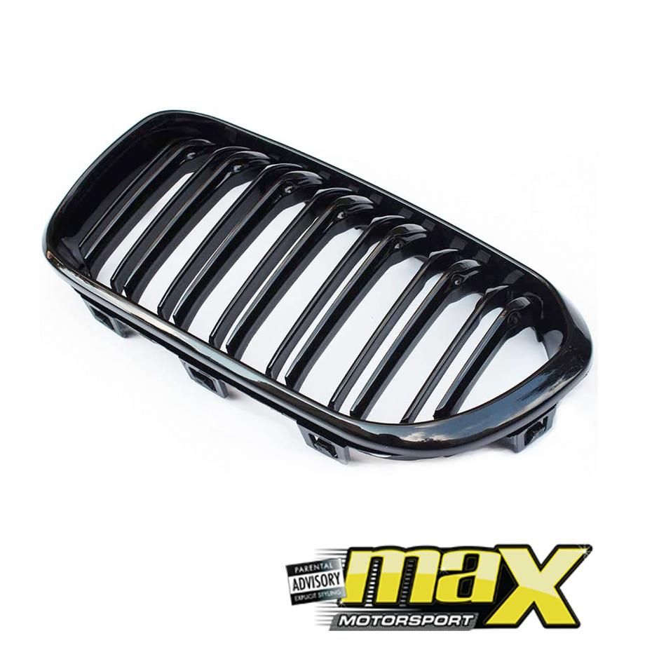 BM F20 1-Series Piano Black Double Slat Kidney Grille (15-19) maxmotorsports