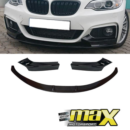 BM F22 2-Series (14-18) Gloss Black 3-Piece Front Spoiler maxmotorsports