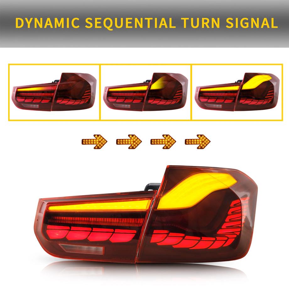 BM F30 3-Series CS Style OLED Sequential Red Taillights (12-18) Max Motorsport