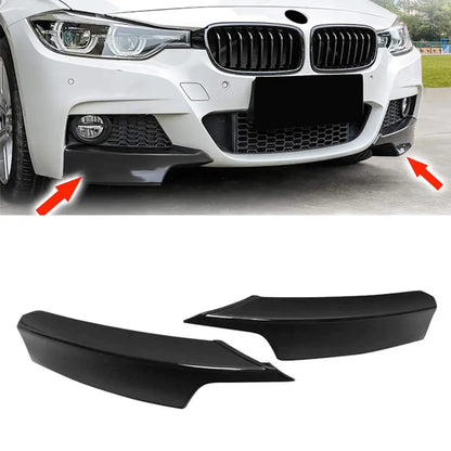 BM F30 3-Series Gloss Black Plastic Front Splitters Max Motorsport