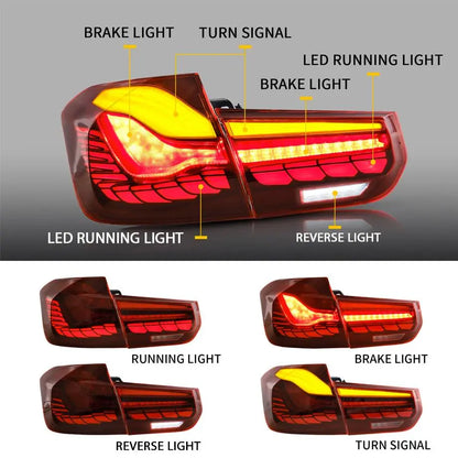 BM F30 3-Series (12-18) CSL Laser Style Smoked Red LED Taillights Max Motorsport