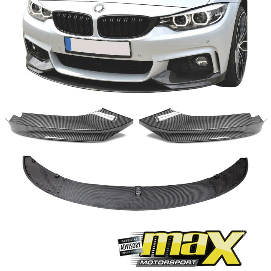 BM F30 3 Series (12-ON) Carbon Fibre Look 3-Piece Front Spoiler maxmotorsports