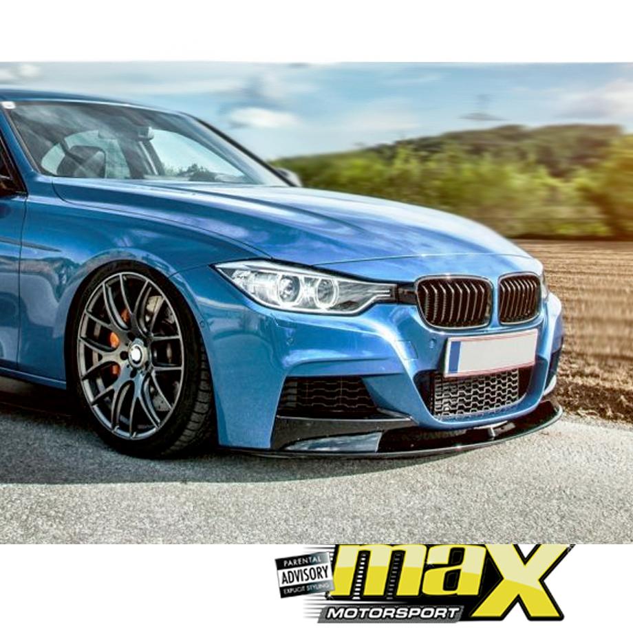 BM F30 3-Series (12-On) Gloss Black 2-Piece Front Spoiler maxmotorsports