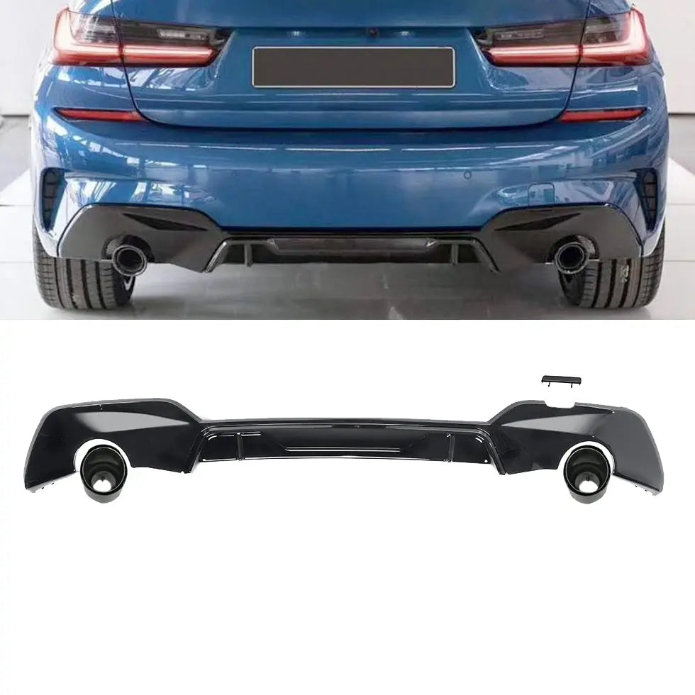 BM G20 (19-On) Gloss Black Performance Style Upgrade Diffuser With Round Exhaust Outlet Max Motorsport