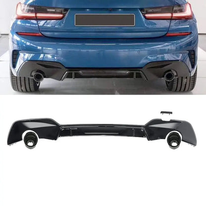 BM G20 (19-On) Gloss Black Performance Style Upgrade Diffuser With Round Exhaust Outlet Max Motorsport