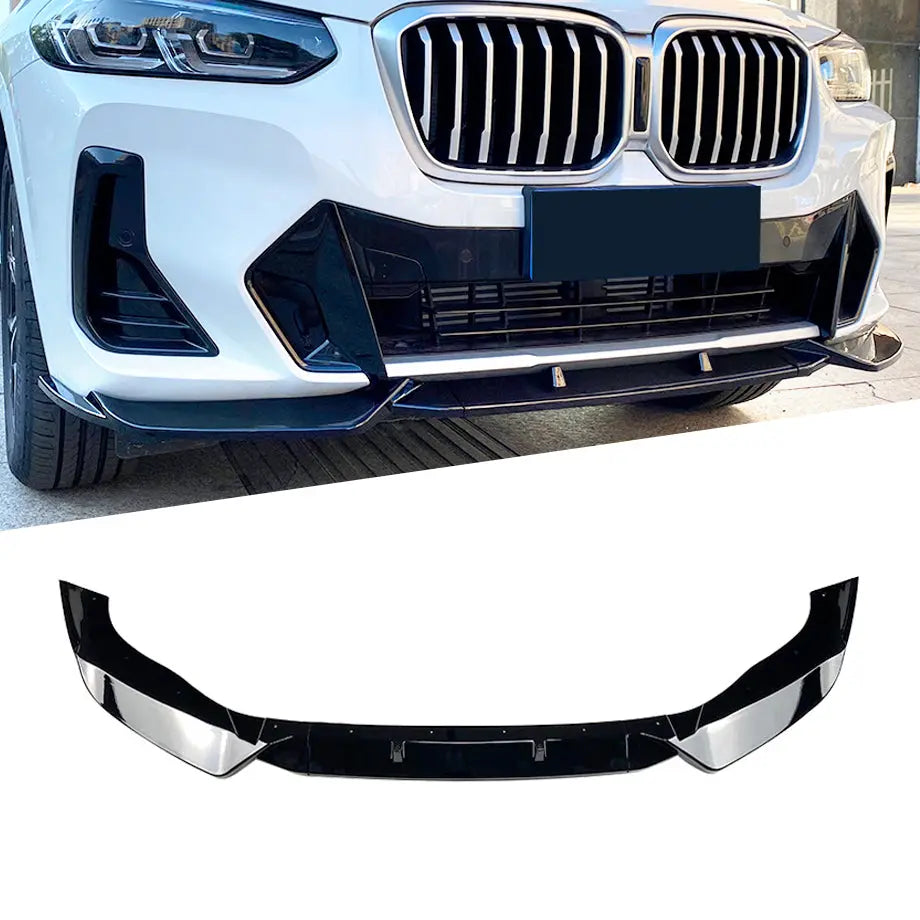 BM X3 G01 LCI Facelift 3-Piece Gloss Black Front Spoiler maxmotorsports