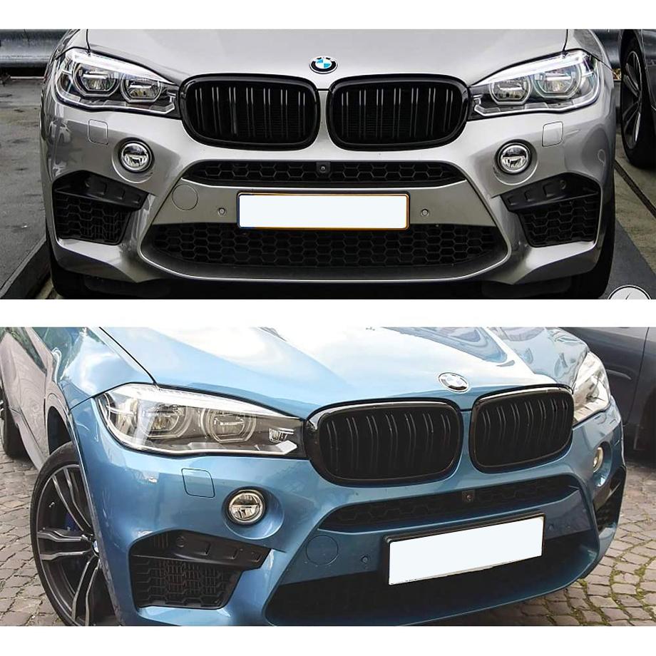 BM X5 F15 / X6-F16 Series Piano Black Double Kidney Grille (14 Slat) maxmotorsports