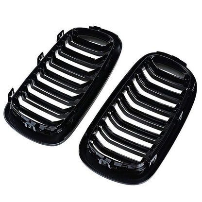 BM X5 F15 / X6-F16 Series Piano Black Double Kidney Grille (14 Slat) maxmotorsports