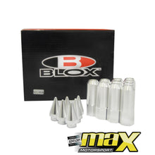 Load image into Gallery viewer, Blox Aluminium Extended Wheel Tuning Nuts With Spikes (Silver) maxmotorsports
