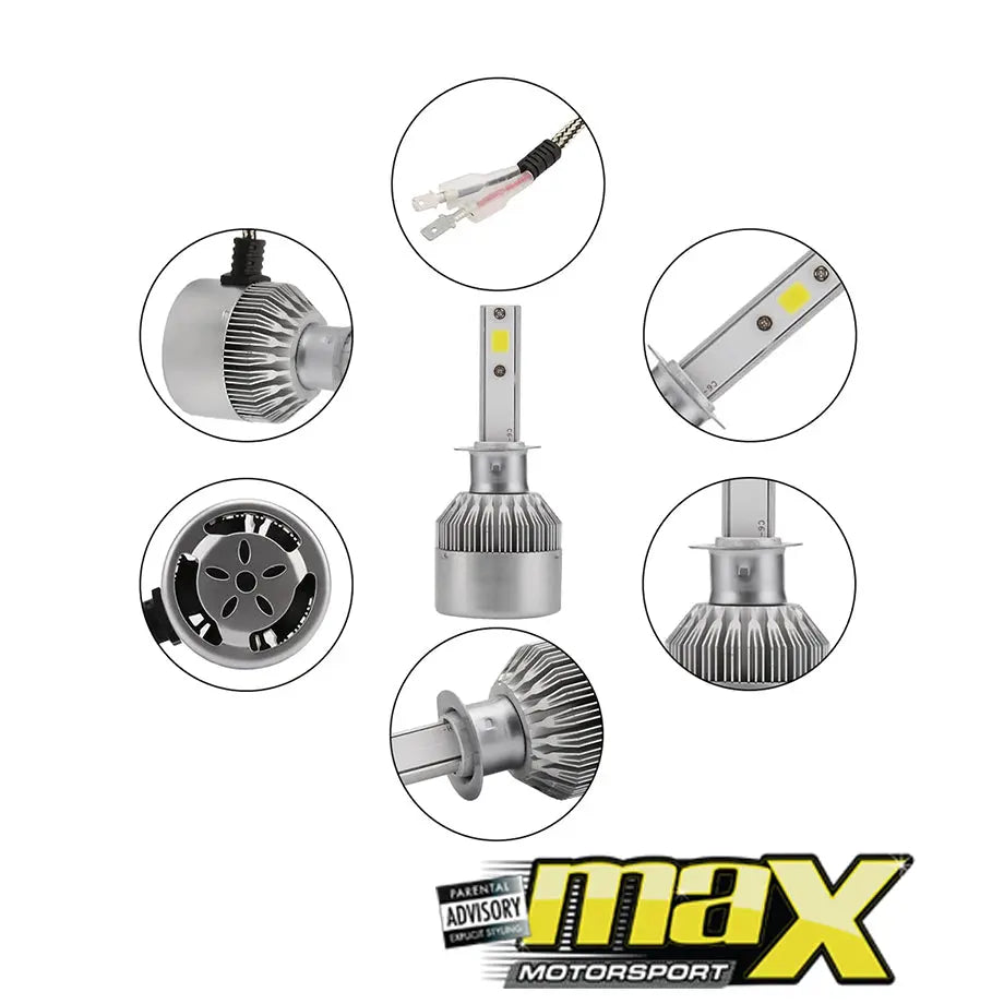 2X H7 Motorcycle LED Headlight Bulbs – High/Low Beam, 110W, 8000K Ice Blue – SHENKENUO