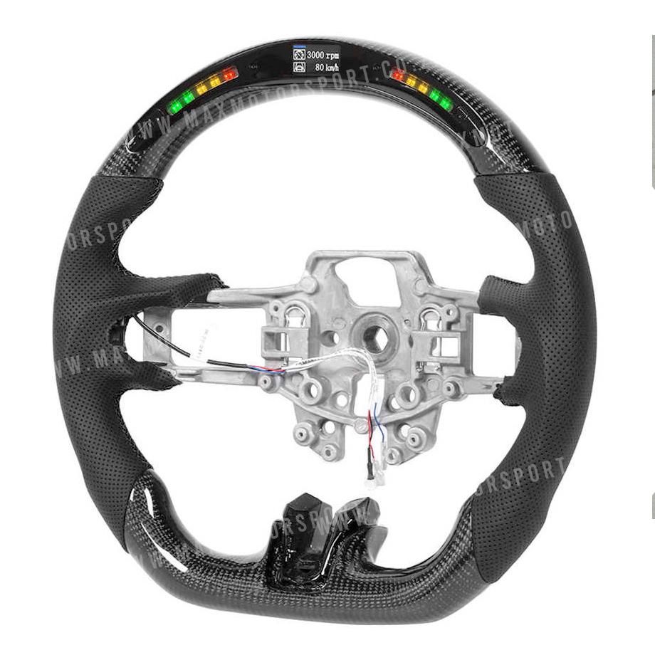 Carbon Fibre Steering Wheel With LED Shift Light - Suitable To Fit Mustang (2018-On) Max Motorsport
