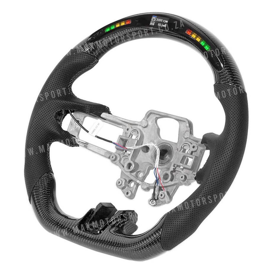 Carbon Fibre Steering Wheel With LED Shift Light - Suitable To Fit Mustang (2018-On) Max Motorsport