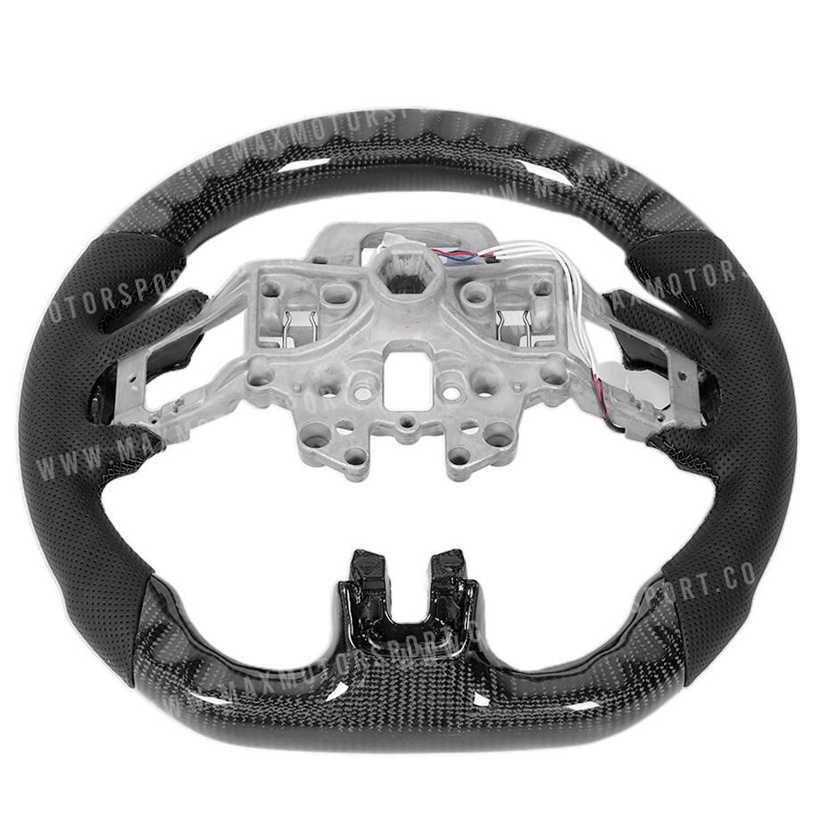 Carbon Fibre Steering Wheel With LED Shift Light - Suitable To Fit Mustang (2018-On) Max Motorsport