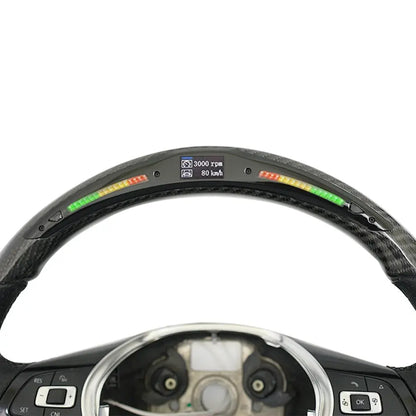 Carbon Fibre Steering Wheel With LED Shift Light Display - Suitable To Fit VW Polo 6C / 8AW TSI Max Motorsport