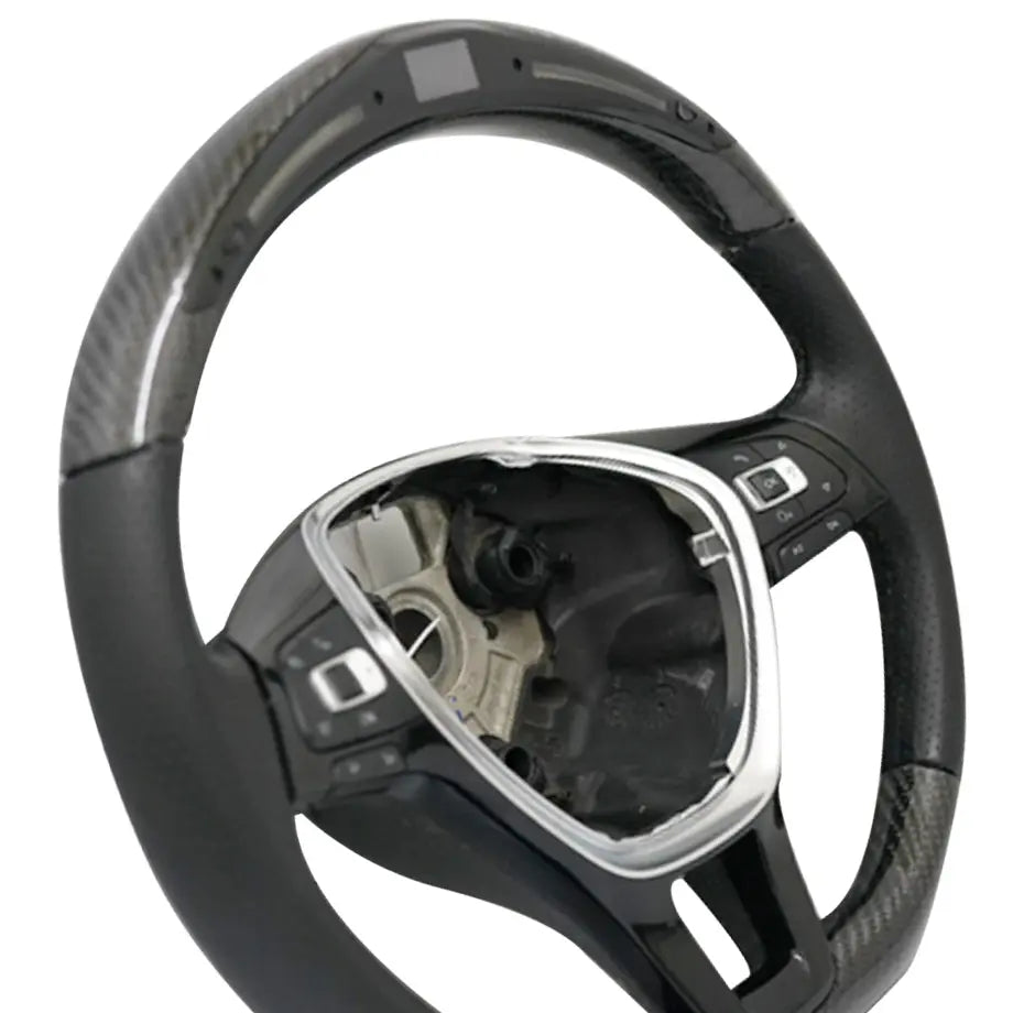 Carbon Fibre Steering Wheel With LED Shift Light Display - Suitable To Fit VW Polo 6C / 8AW TSI Max Motorsport