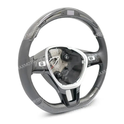 Carbon Fibre Steering Wheel With LED Shift Light Display - Suitable To Fit VW Polo 6C / 8AW TSI Max Motorsport