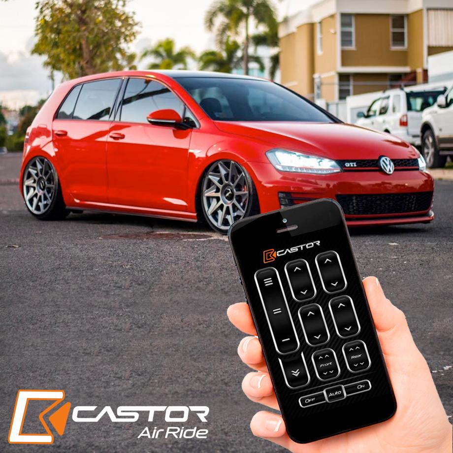 Castor Air Ride Black Bluetooth Air Suspension Kit - VW Golf 7 GTI Castor Air Ride Suspension