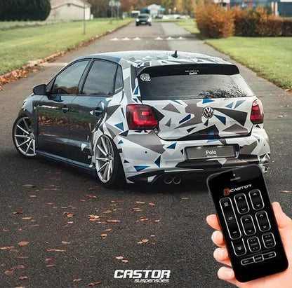 Castor Air Ride Black Bluetooth Air Suspension Kit - VW Polo 6R / GTI / TSI Castor Air Ride Suspension