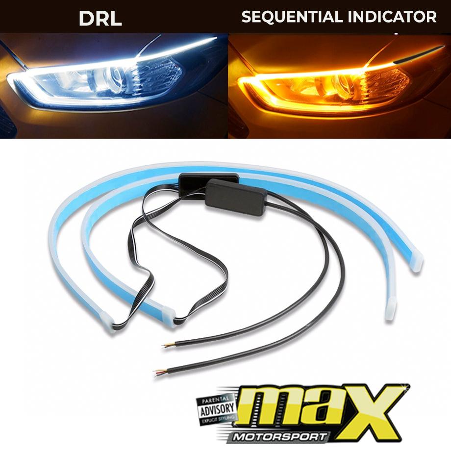 DRL LED Flexi Headlight Strip With Sequential Indicator Function (30cm) maxmotorsports