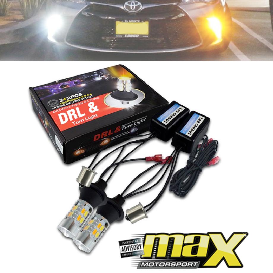 Dual Function LED DRL Bulb With Indicator Light And Canbus (Straight Pin) maxmotorsports