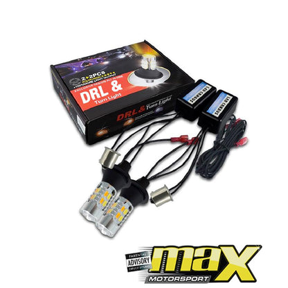 Dual Function LED DRL Bulb With Indicator Light And Canbus (Straight Pin) maxmotorsports