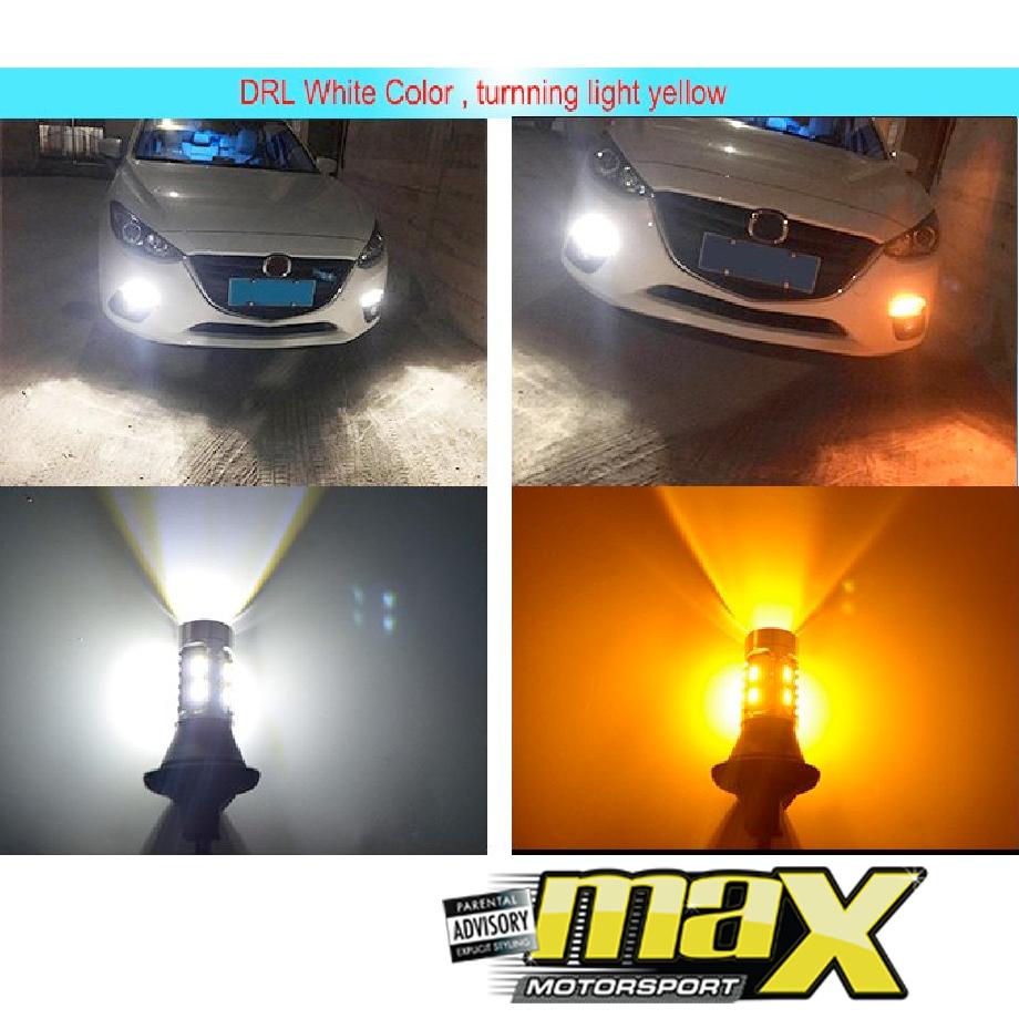 Dual Function LED DRL Bulb With Indicator Light And Canbus (Straight Pin) maxmotorsports