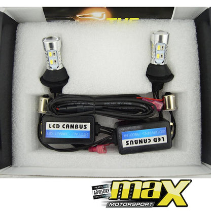 Dual Function LED DRL Bulb With Indicator Light And Canbus (Straight Pin) maxmotorsports