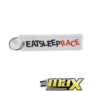 Eat Sleep Race Embroidered Key Ring maxmotorsports