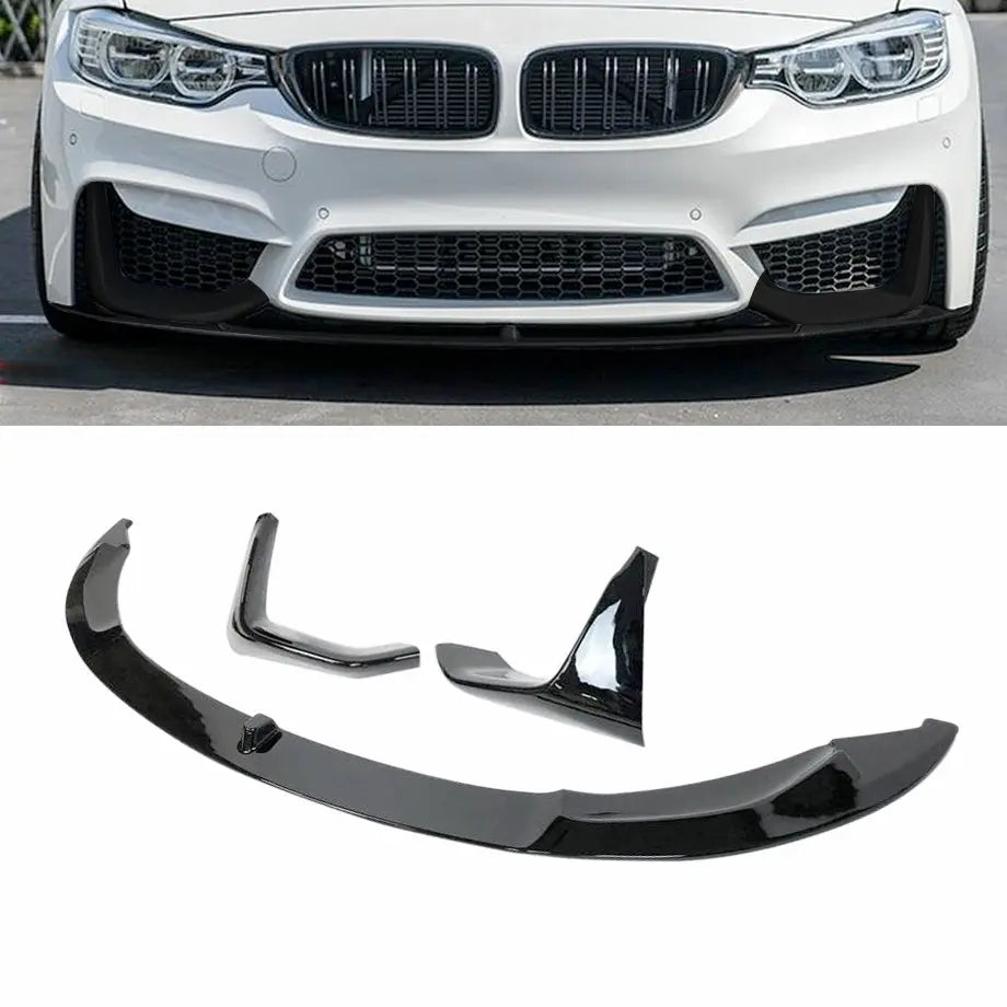 F80 M3 / F82 M4 Performance Style Gloss Black 3-Piece Front Spoiler maxmotorsports