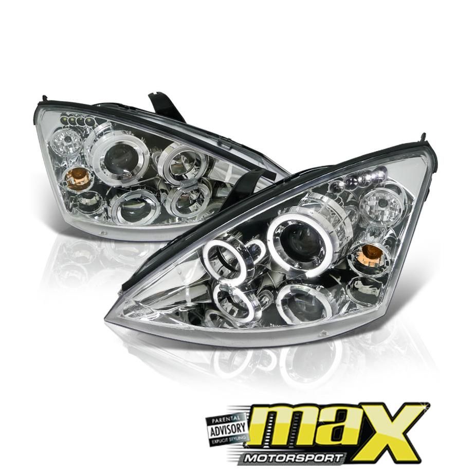 Focus (2000-on) Chrome Headlight With Angel Eye /Projector maxmotorsports