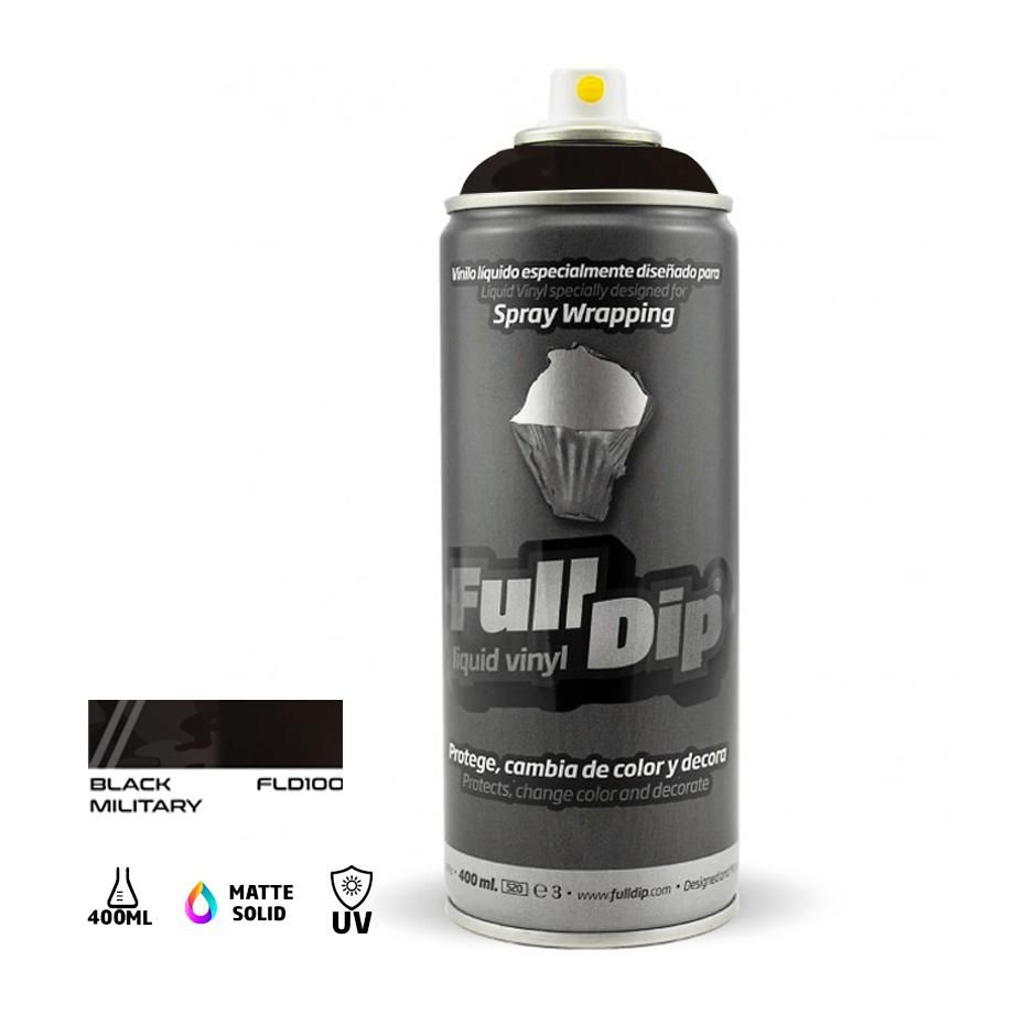 Full Dip Liquid Vinyl Spray Paint 400ml - Black Military Full Dip Spray Paints