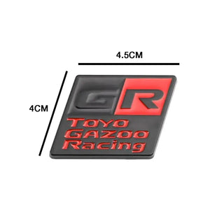 GR Gazoo Racing Square Type Metal Badge - Black & Red Max Motorsport