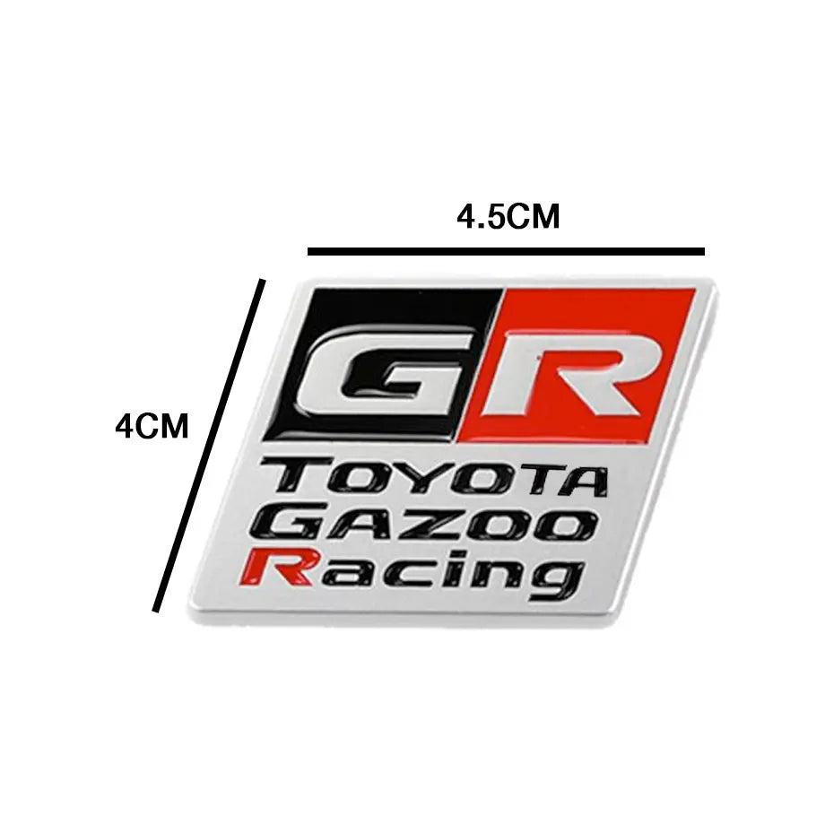 GR Gazoo Racing Square Type Metal Badge - Silver Max Motorsport